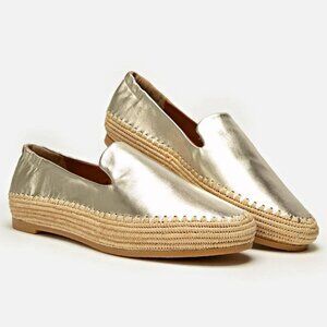Clergerie Irmis2 Women's Gold Leather Espadrille Flats Size 8 (MSRP $345)
